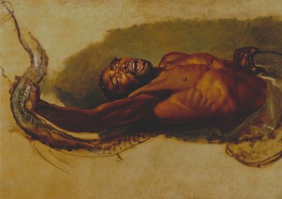Man Struggling with a Boa Constrictor, Study for Liboya Serpent Seizing its Prey by James Ward